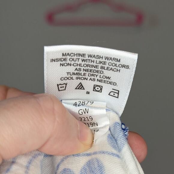 Hanna Andersson Blue & White Geometric Floral Print Racer Back Dress Size 130/8 - Picture 9 of 11